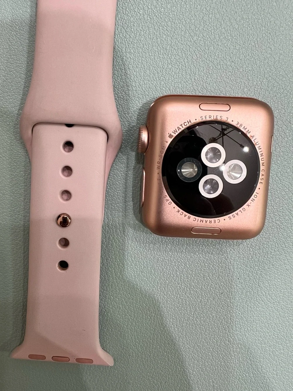 Apple Watch Series 3 GPS + Cellular 38MM Rose Gold Aluminum Pink Silicone Band